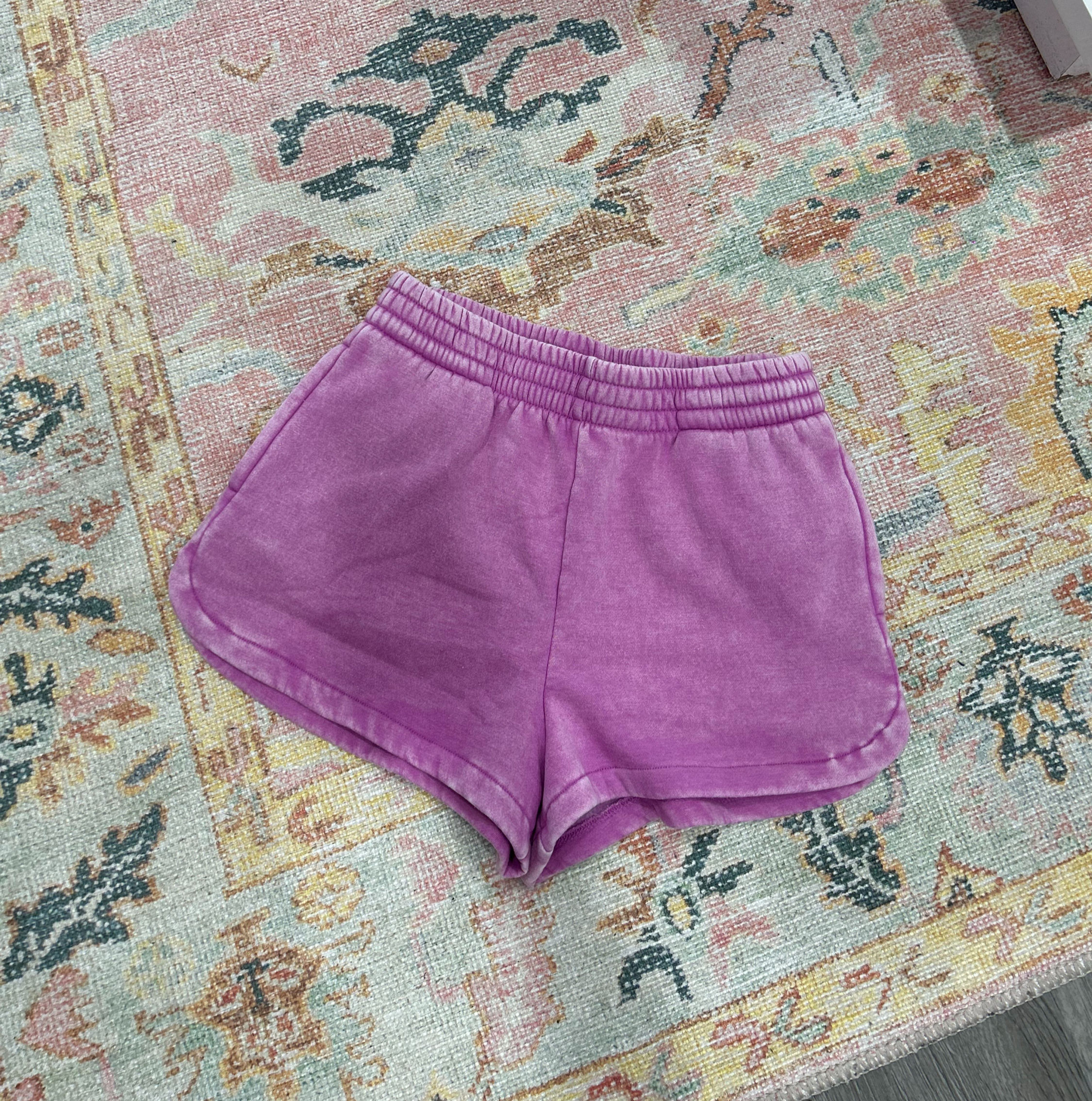 Acid Washed Comfy Shorts - Mauve