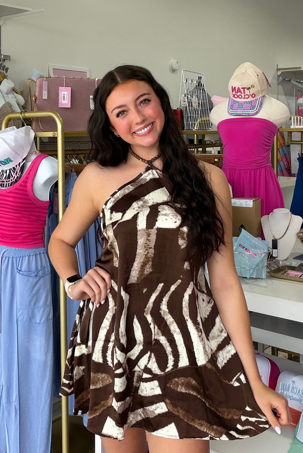 Thumbnail: Backless Animal Print Mini Dress