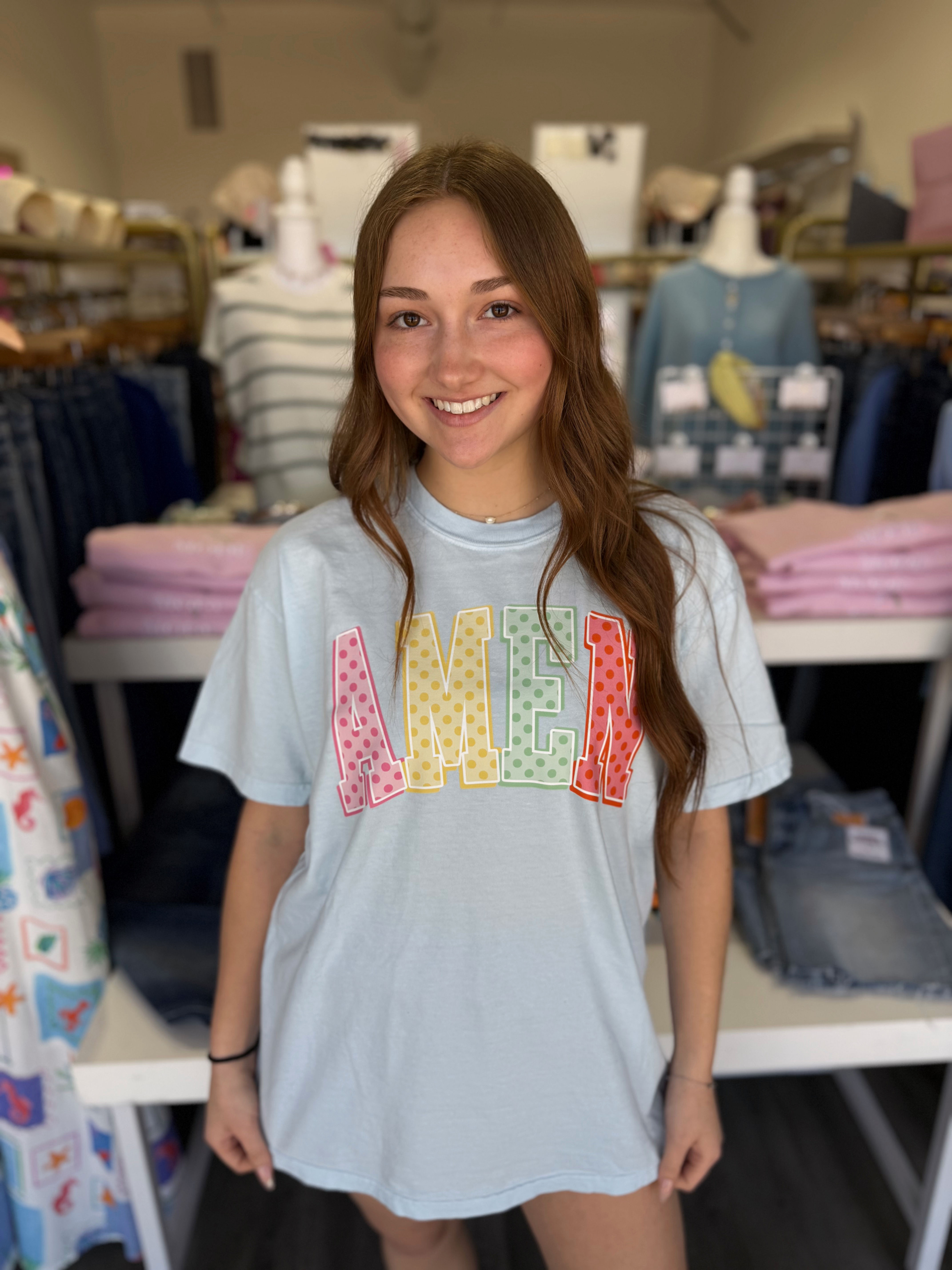 Amen Pastel Polka Dot Tee