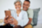 mature-happy-couple-selfie-bed-home-with-smile-retirement-marriage-house-mobile-social-med