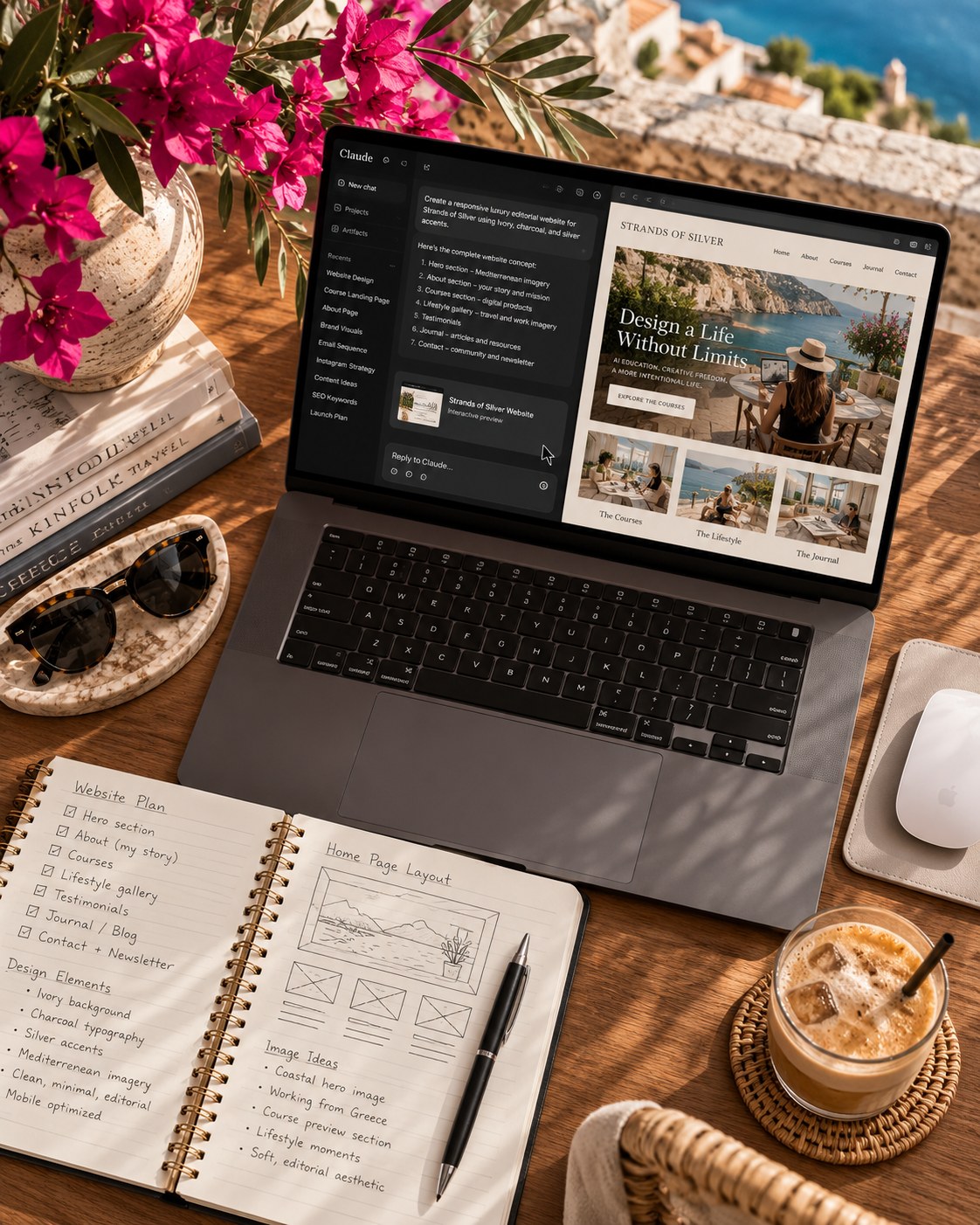 Laptop flat-lay on a styled desk