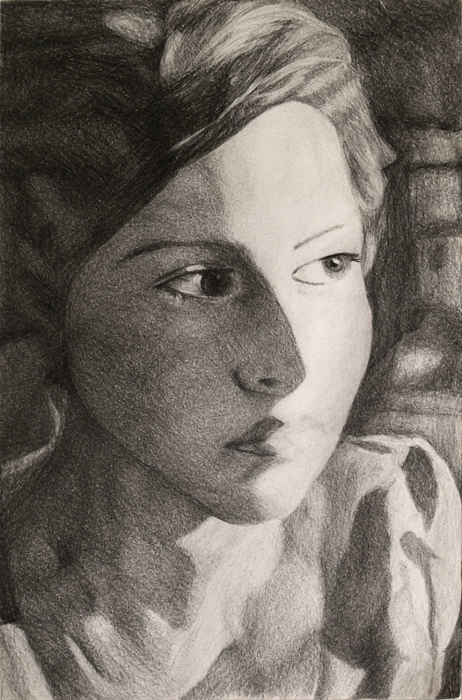 Pencil self-portrait Alexa drew at seventeen