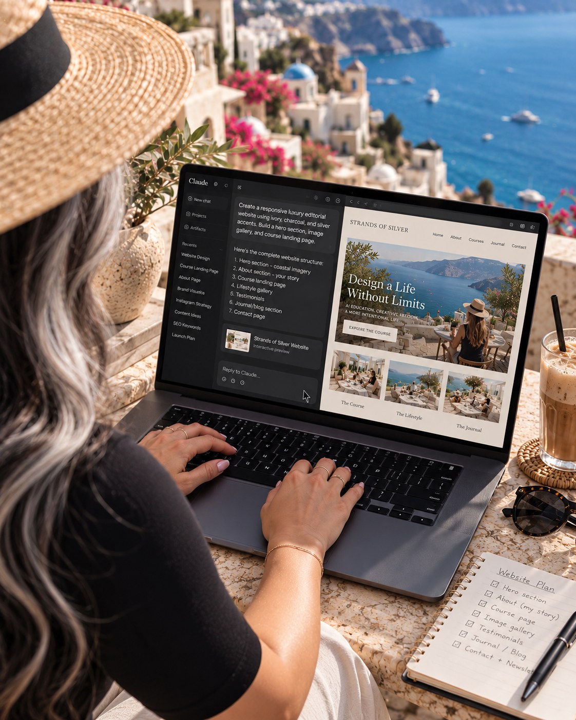 Designing a website on a laptop