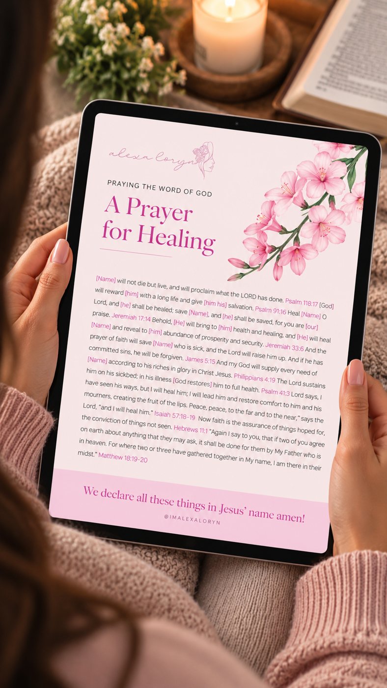 A Prayer for Healing digital download on a tablet