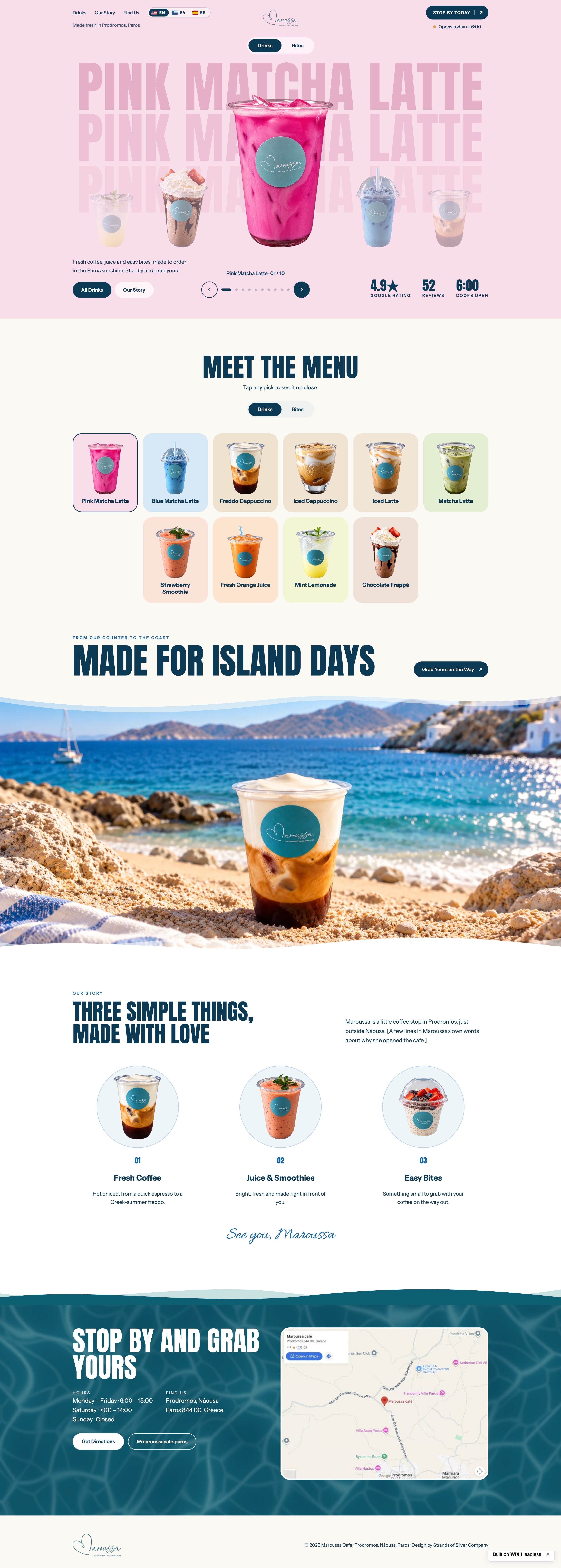 Café website by Strands of Silver