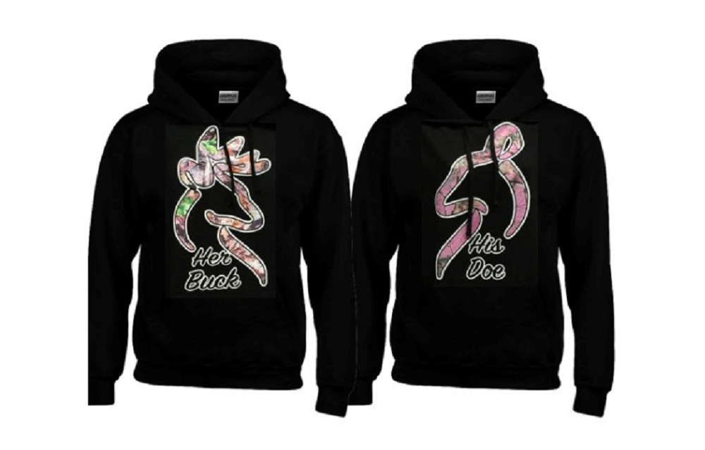 Her Buck - His Doe Hoodies+Your name on the back or other text