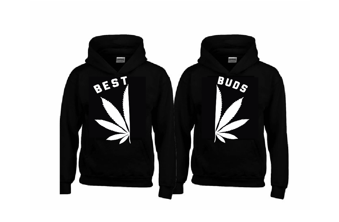 BEST BUDS WHITE PRINTS HOODIES +Your name on the back or other text