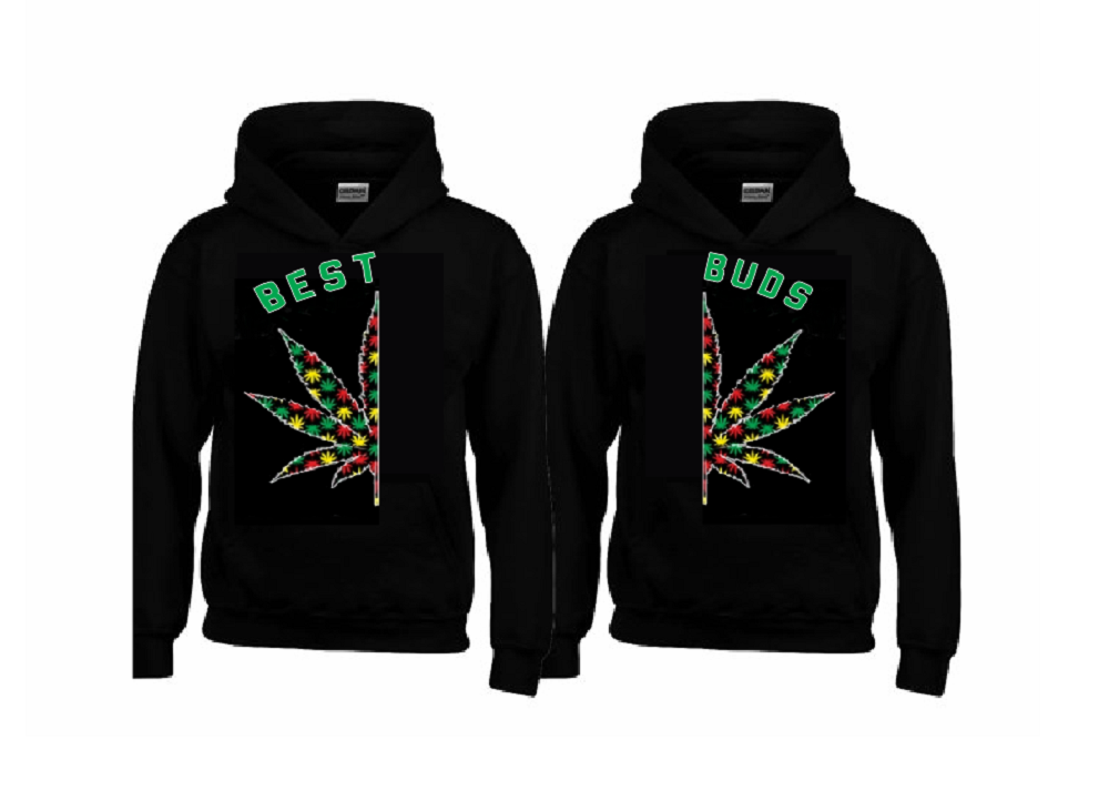 BEST BUDS RASTA PRINTS HOODIES +Your name on the back or other text
