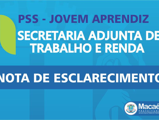 Nota de esclarecimento - Secretaria Adjunta de Trabalho e Renda