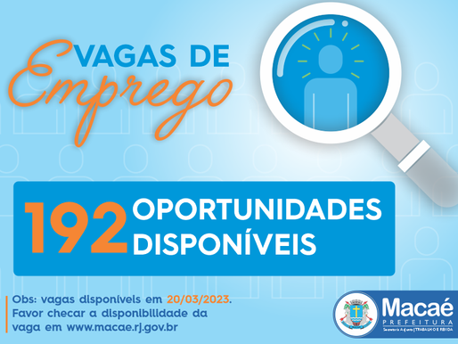 Secretaria de Trabalho e Renda divulga 192 vagas de emprego