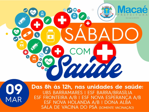 Unidades de saúde abertas neste 'Sábado com mais saúde'