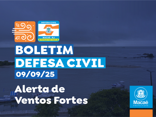 Defesa Civil alerta para vendaval nestas terça e quarta