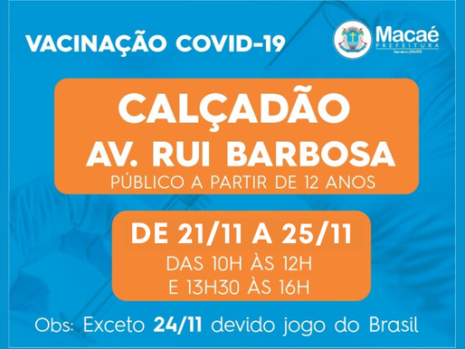 Covid-19: vacinação começa nesta segunda no Calçadão