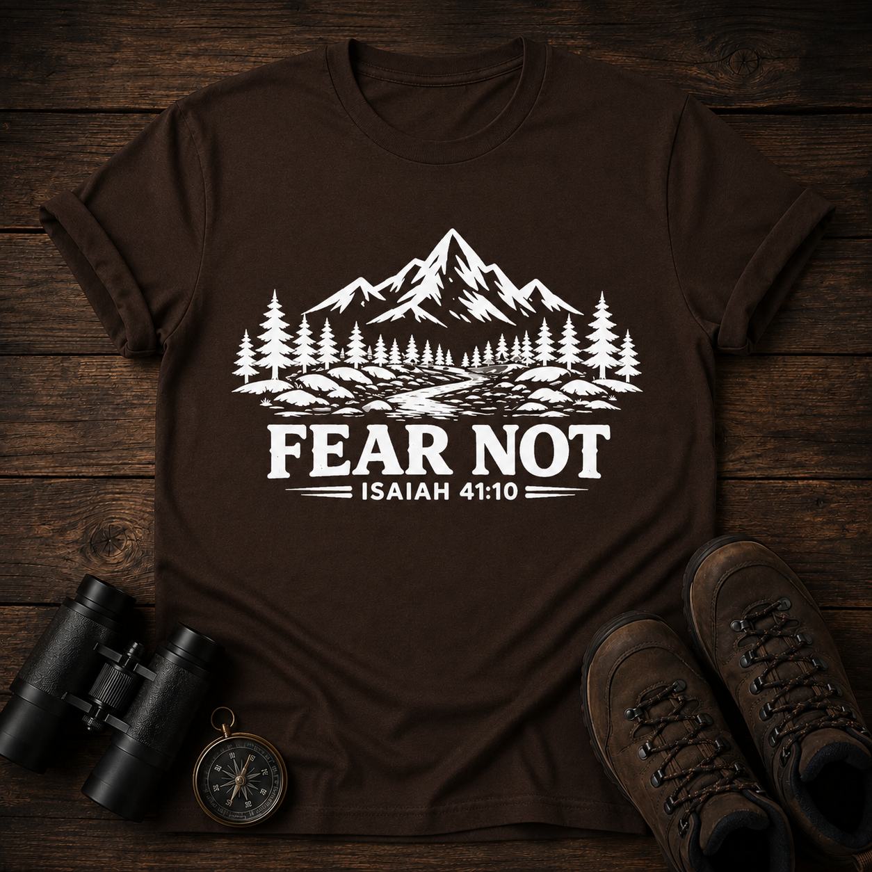 Fear Not Mountain T-Shirt — Isaiah 41:10 Inspirational Christian Tee