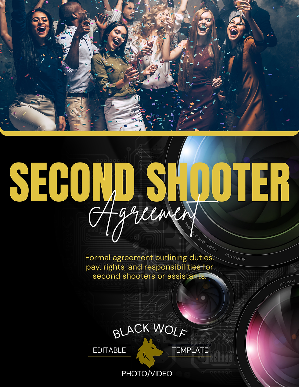 Photography/Videography Second Shooter/Assistant Agreement