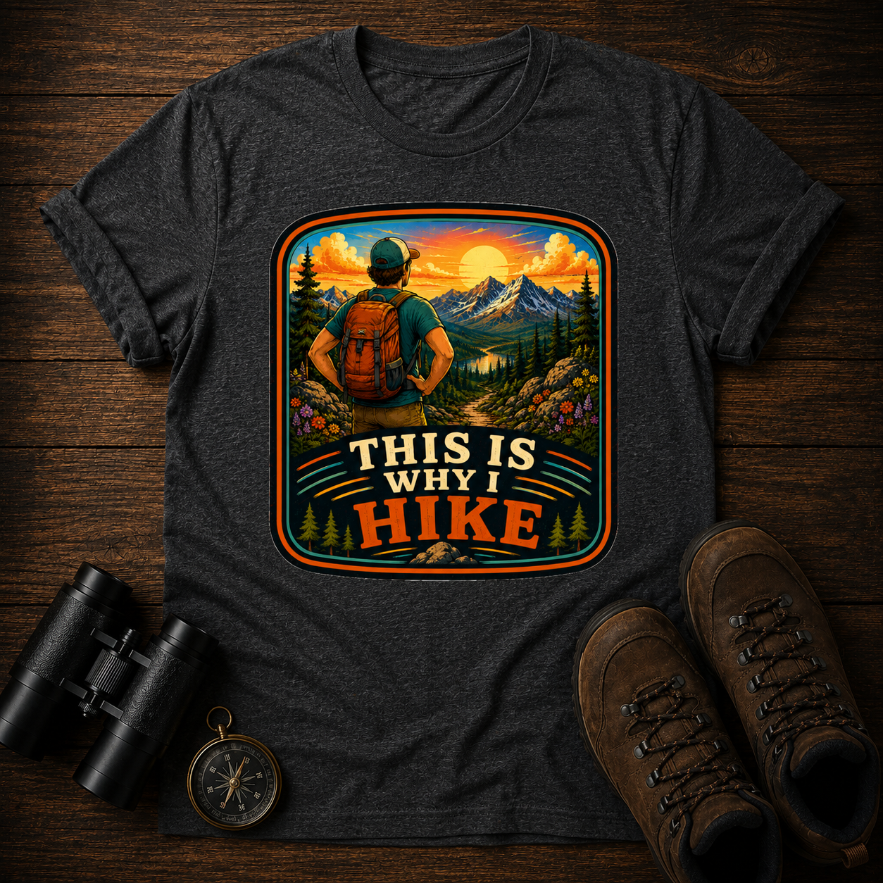 Hiking T-Shirt (Male) — "This Is Why I Hike" Vintage Outdoor Tee