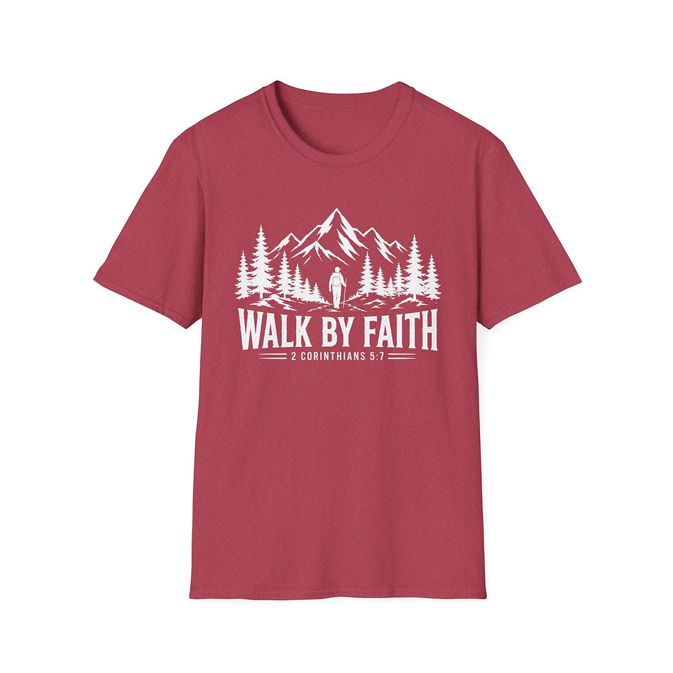Thumbnail: Walk By Faith Mountain T‑Shirt — Christian Outdoor Scripture Tee