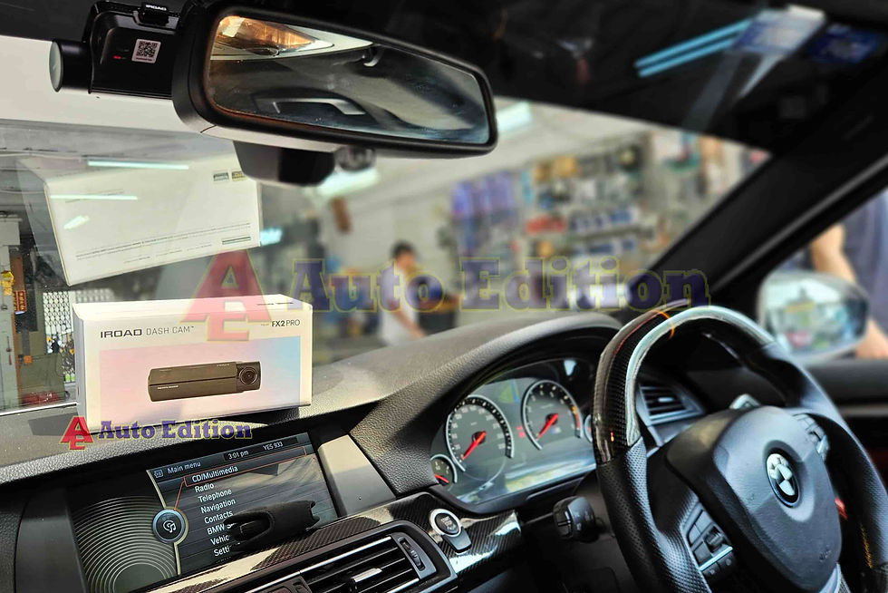 BMW 520i Car Dash Camera - IROAD FX2 Pro front & rear + Parking motion - IROAD Power Pack Max 8 installed Singapore | Auto Edition
