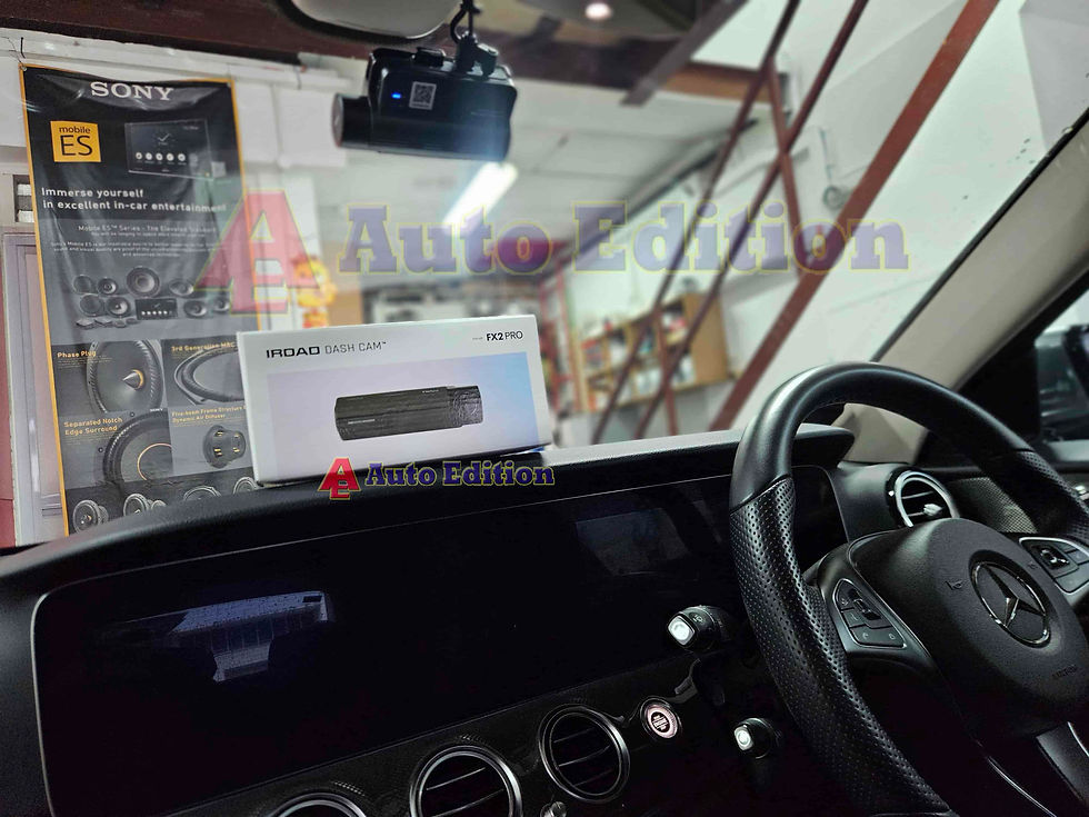 Mercedes E250 Car Dash Camera - IROAD FX2 Pro front & rear + Parking motion - IROAD Power Pack Max 8 installed Singapore | Auto Edition