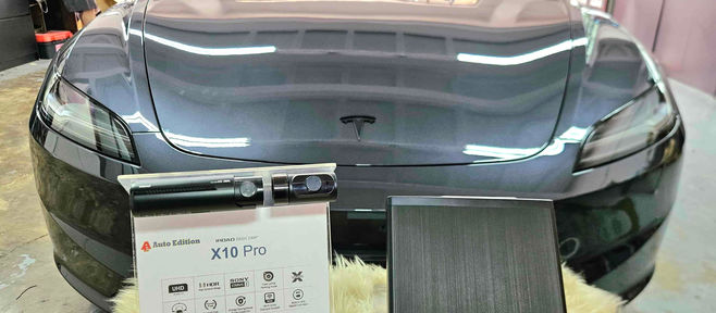 Tesla Model 3 Highland Car Dash Camera - IROAD X10 Pro front & rear + Parking motion - IROAD Power Pack Max 8 installed Singapore | Auto Edition
