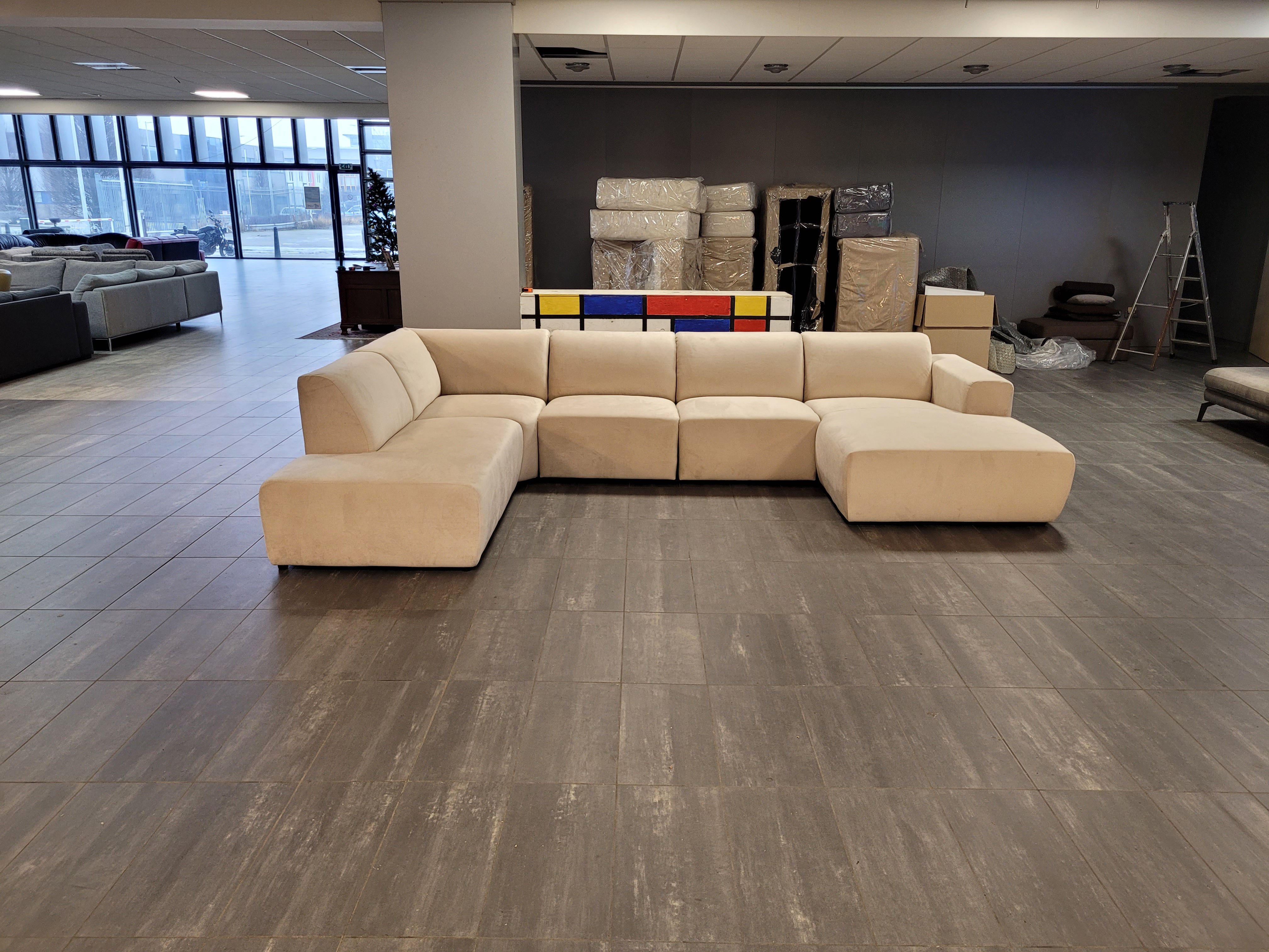 ❇️️️ OUTLET creme beige U-bank 240x375x175 | GRATIS LEVERING