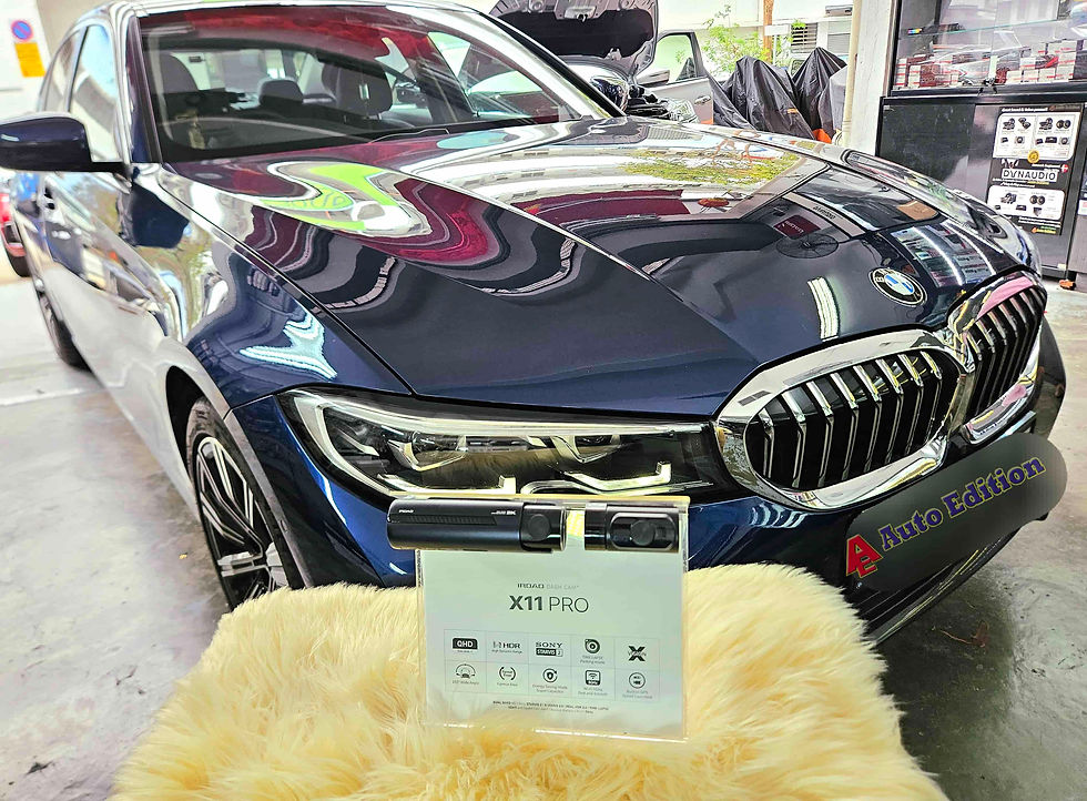 BMW 320i Car Dash Camera - IROAD X11 Pro front & rear installed Singapore | Auto Edition