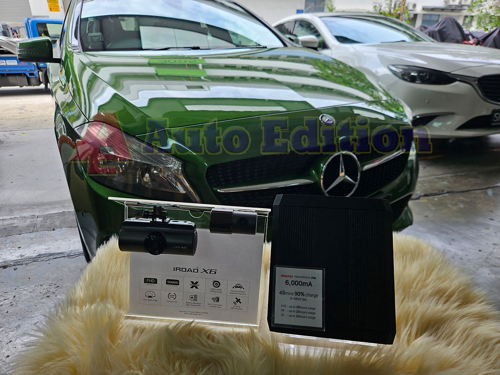 Mercedes A200 installed Car Dash Camera- IROAD X6 front & rear | IROAD Pro 6 12 Power Pack Car Parking Battery Singapore | Singapore | Auto Edition Car Dash Camera Singapore