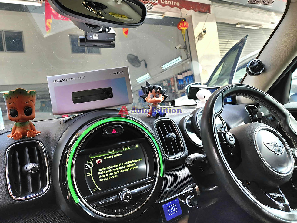Mini Countryman Car Dash Camera - IROAD FX2 Pro front & rear + Parking motion - IROAD Power Pack Max 8 installed Singapore | Auto Edition