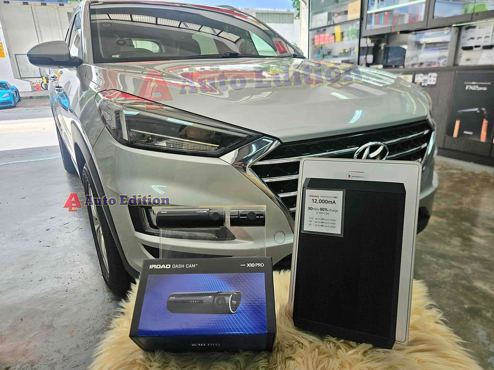 Hyundai Tucson Car Dash Camera - IROAD X10 Pro front & rear + Parking motion - IROAD Power Pack Pro 12 installed Singapore | Auto Edition