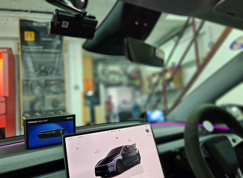 Tesla Model Y Juniper Car Dash Camera - IROAD X10 Pro front & rear + Parking motion - IROAD Power Pack Max 8 installed Singapore | Auto Edition