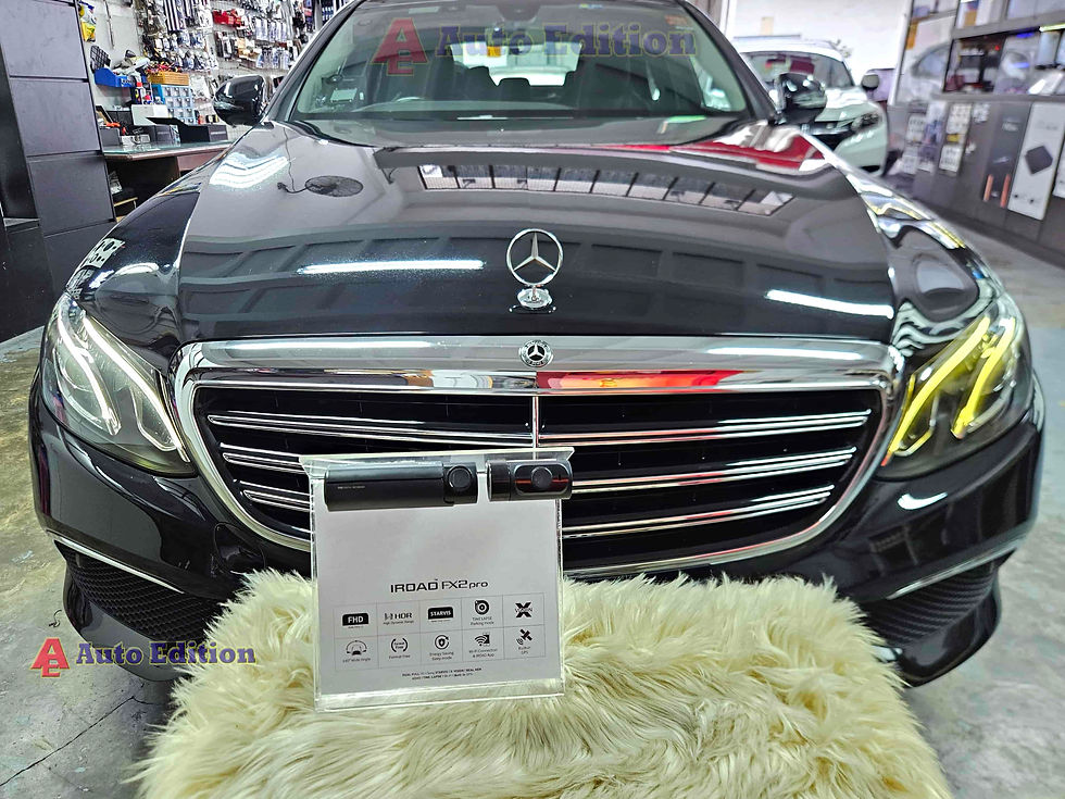 Mercedes E200 - Car Dash Camera - IROAD FX2 Pro front & rear installed Singapore | Auto Edition