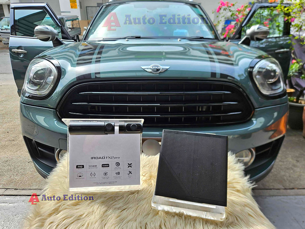 Mini Countryman Car Dash Camera - IROAD FX2 Pro front & rear + Parking motion - IROAD Power Pack Max 8 installed Singapore | Auto Edition