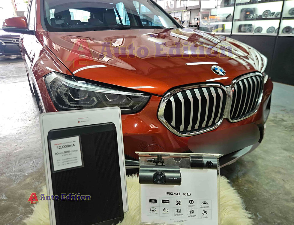 BMW X1 Car Dash Camera - IROAD X6 front & rear + Parking motion - IROAD Power Pack Pro 12 installed Singapore | Auto Edition