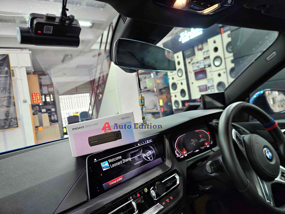 BMW 218i Gran Coupe Car Dash Camera - IROAD FX2 Pro front & rear + Parking motion - IROAD Power Pack Max 8 installed Singapore | Auto Edition