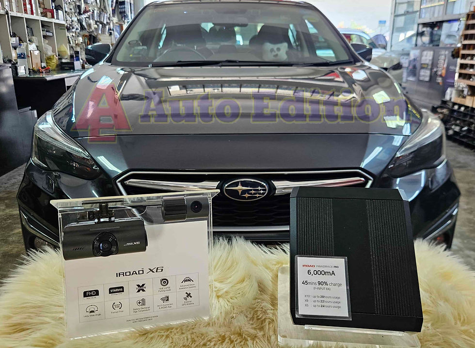 Subaru Impreza installed Car Dash Camera- IROAD X6 front & rear | IROAD Pro 6 12 Power Pack Car Parking Battery Singapore | Singapore | Auto Edition Car Dash Camera Singapore