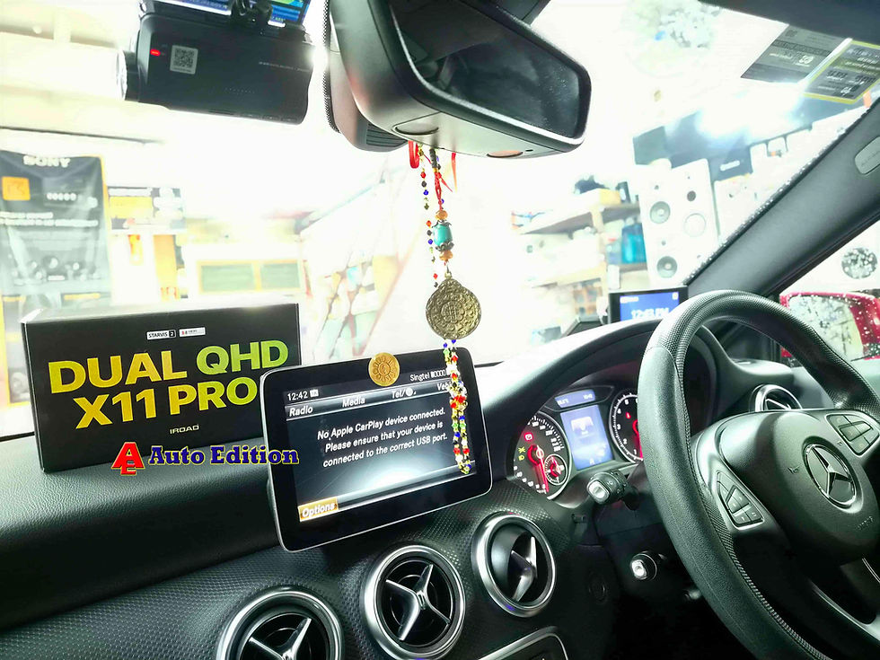 Mercedes A180 Car Dash Camera - IROAD X11 Pro front & rear installed Singapore | Auto Edition