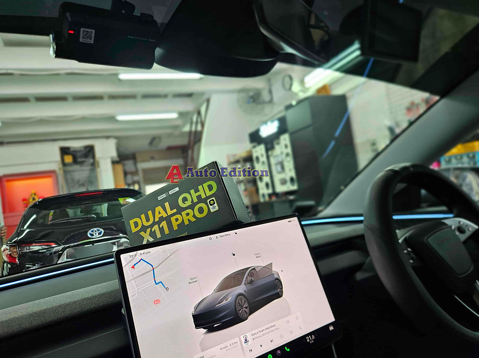 Tesla Model 3 Highland Car Dash Camera - IROAD X11 Pro front & rear + Parking motion - IROAD Power Pack Max 8 installed Singapore | Auto Edition