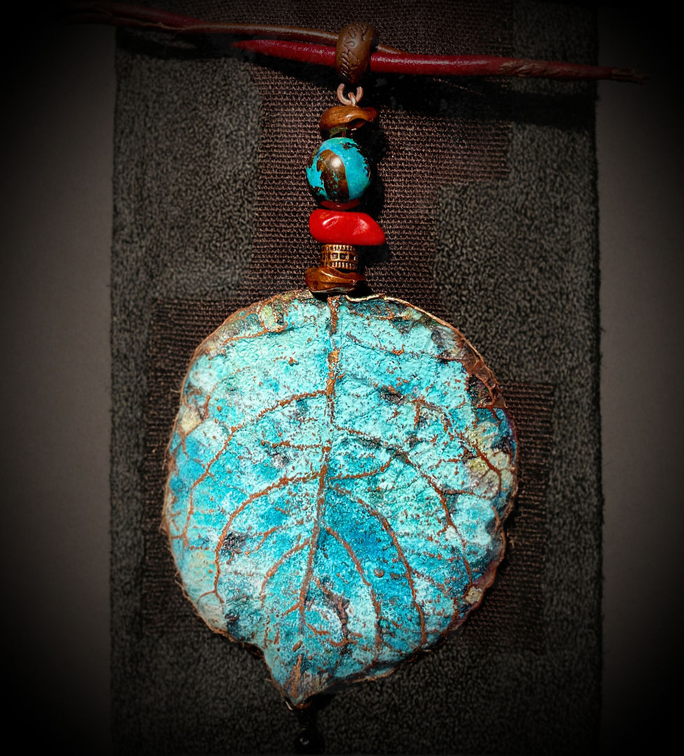 Thumbnail: Blue Leaf Pendant woodland jewellery