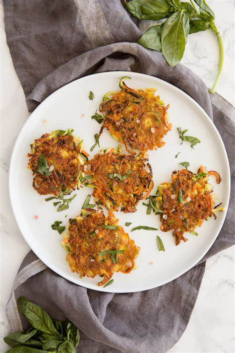 Carrot fritters with basil or corriander