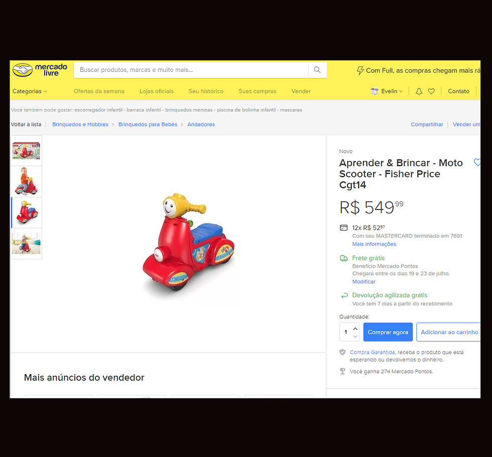 Miniatura: Moto Ss Scooter Motoca Aprender E Brincar Fisher Price