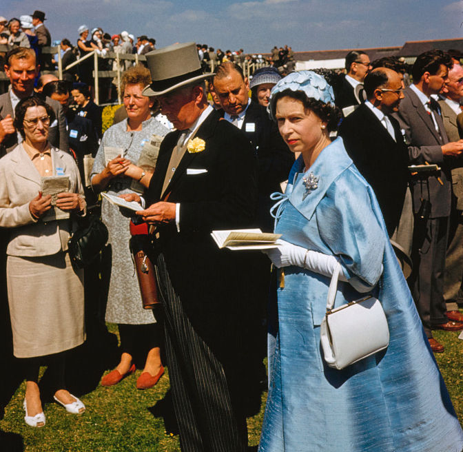 Queen Elizabeth II, Epsom Downs Race Course, Surrey, UK, 1959. Toni Frissell, Library of Congress