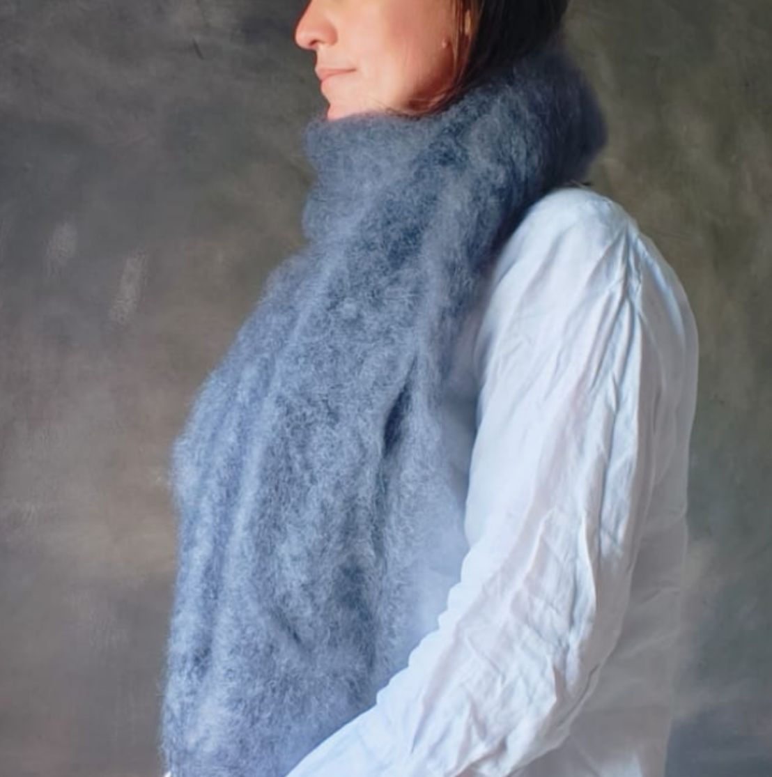 Kid mohair Fluffy scarf | Charcoal 