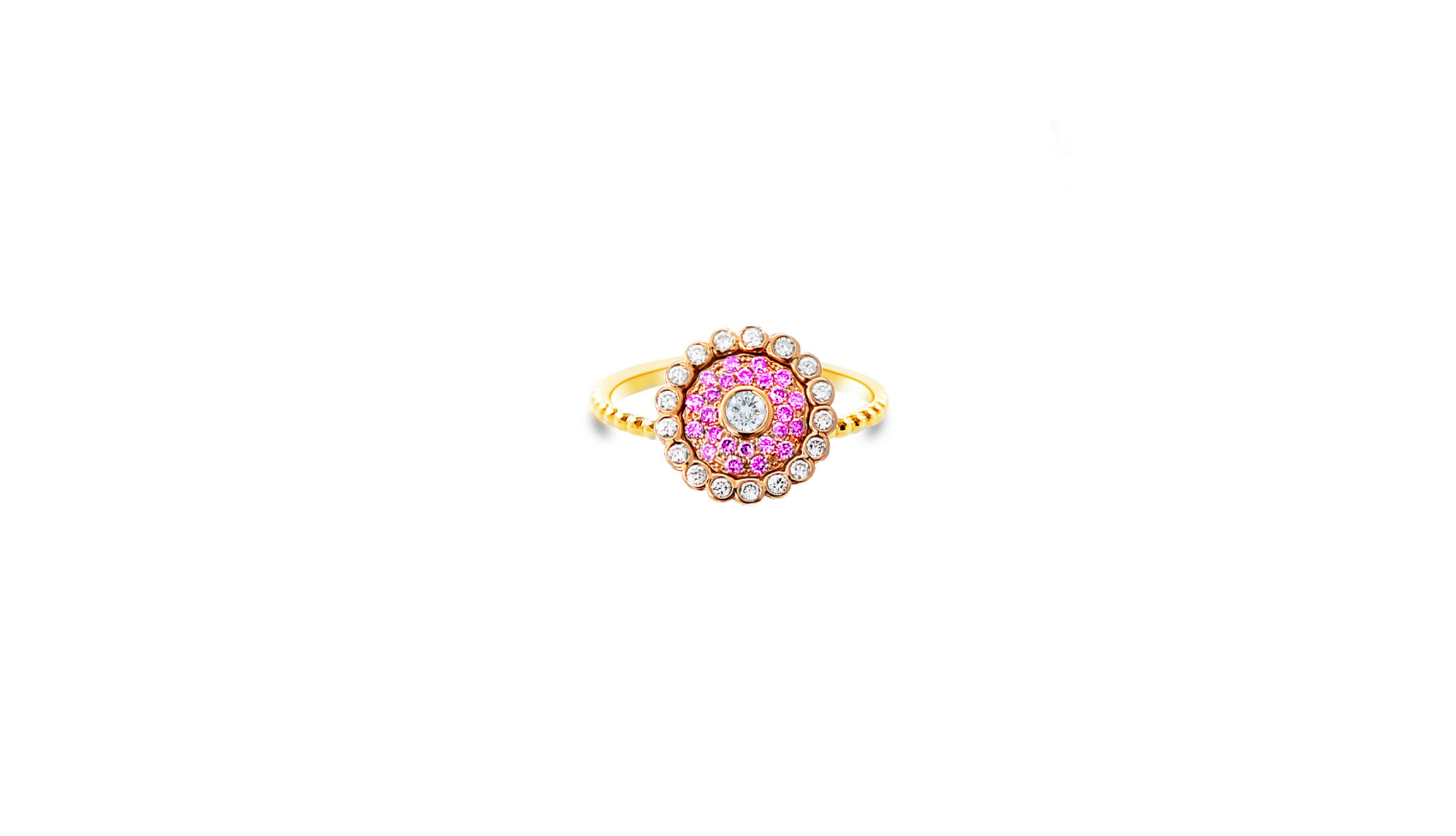 Evil Eye Rose Gold Intense Pink Ring