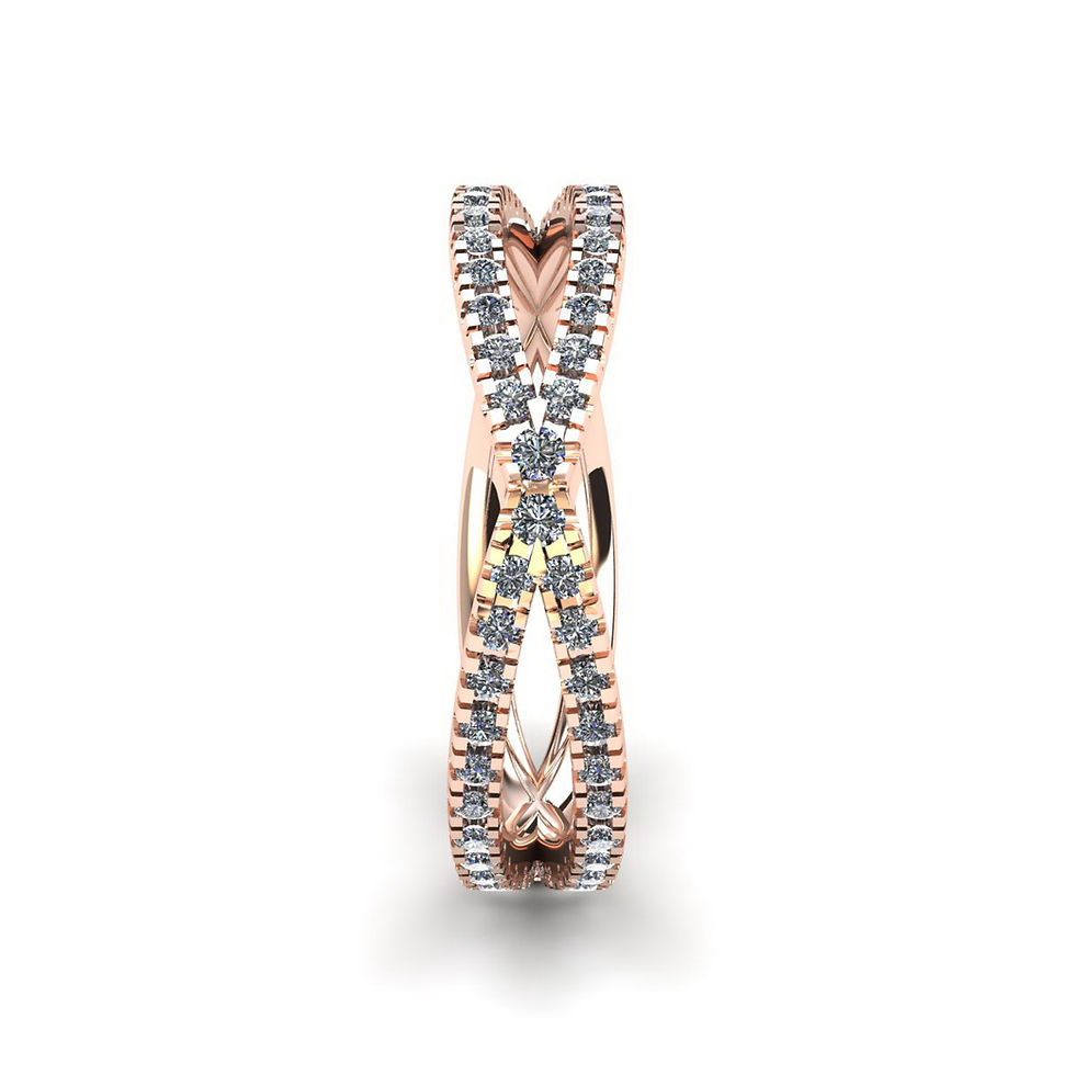 Thumbnail: Entwined White Diamond Rose Gold Ring