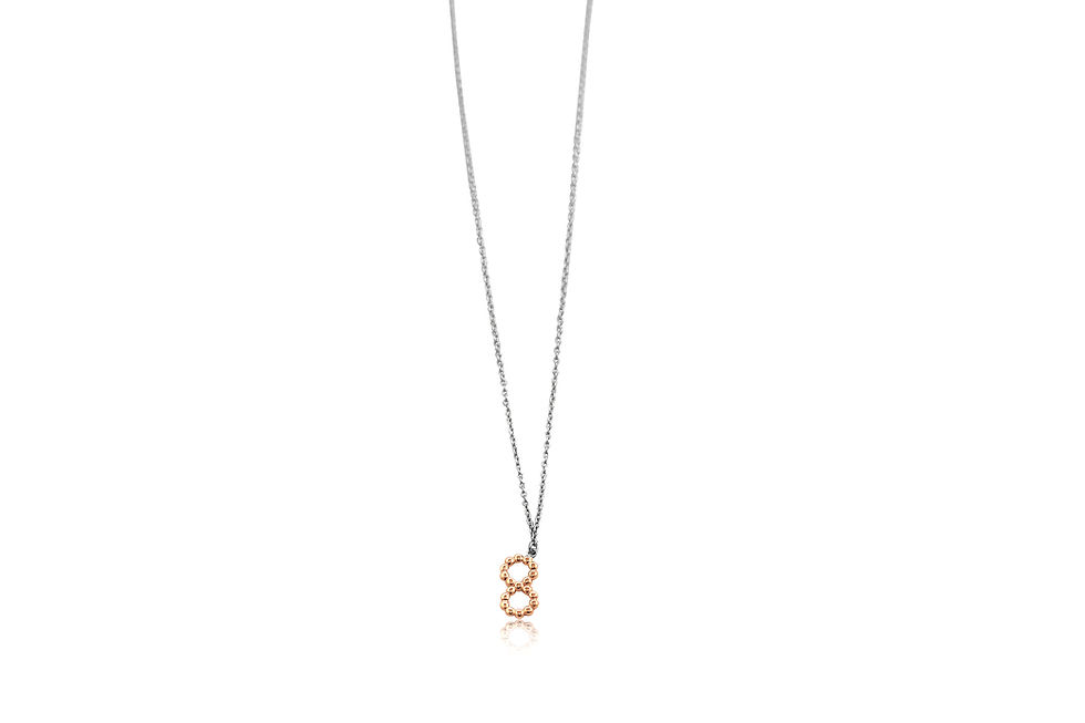 Thumbnail: Lucky 8 White Diamonds White and Rose Gold Necklace