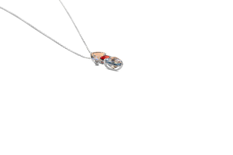 Thumbnail: Aquamarine Pink Tourmaline Diamond Pendant