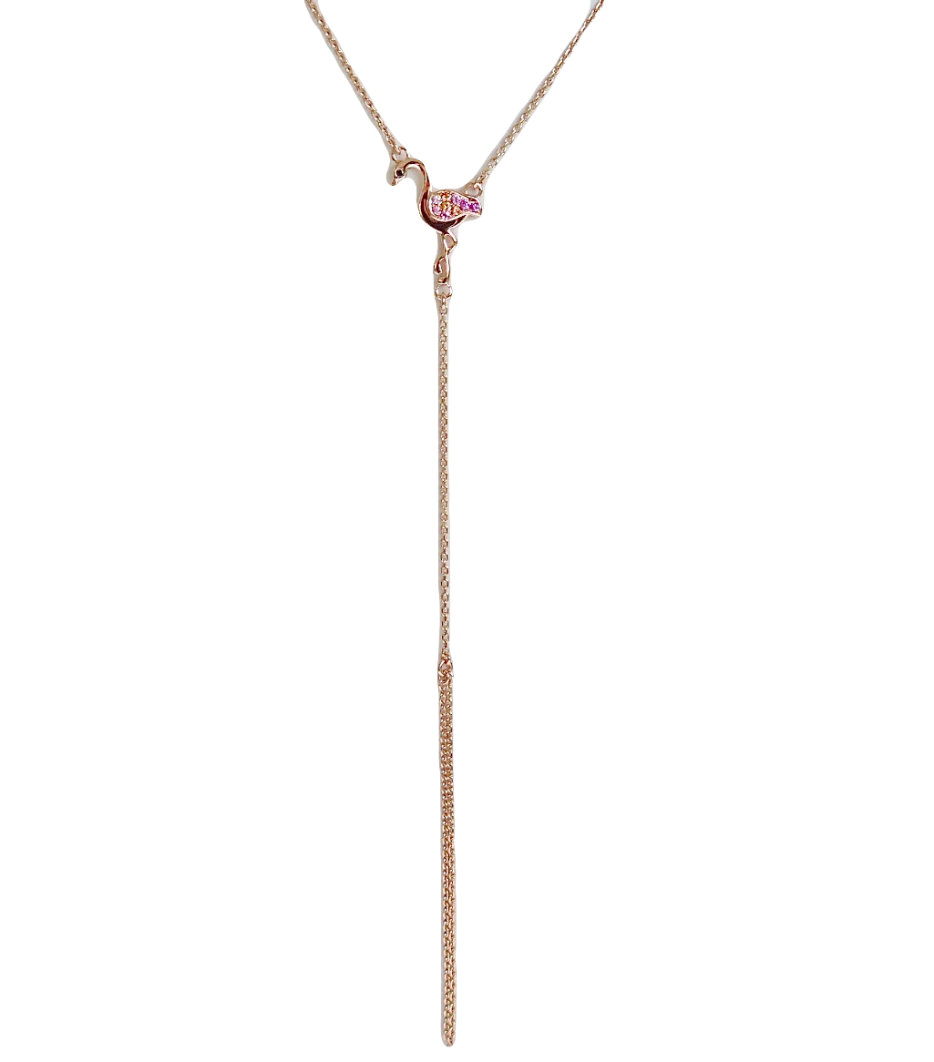 Pink Flamingo Bracelet with Chain Ring Rose Gold