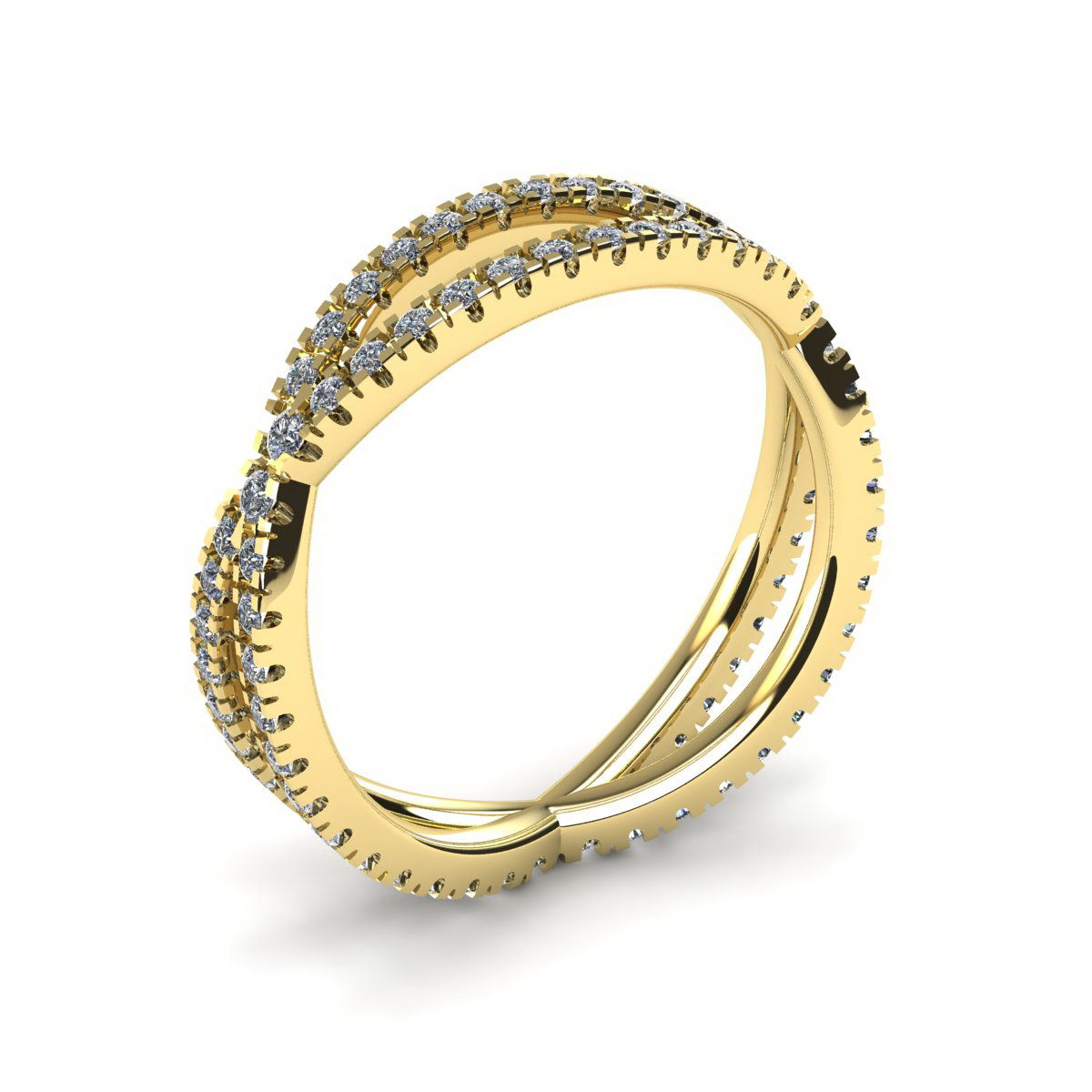 Entwined White Diamond Yellow Gold