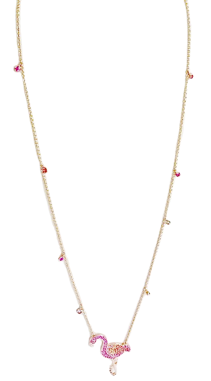 Thumbnail: Pink Flamingo Necklace Rose Gold XL