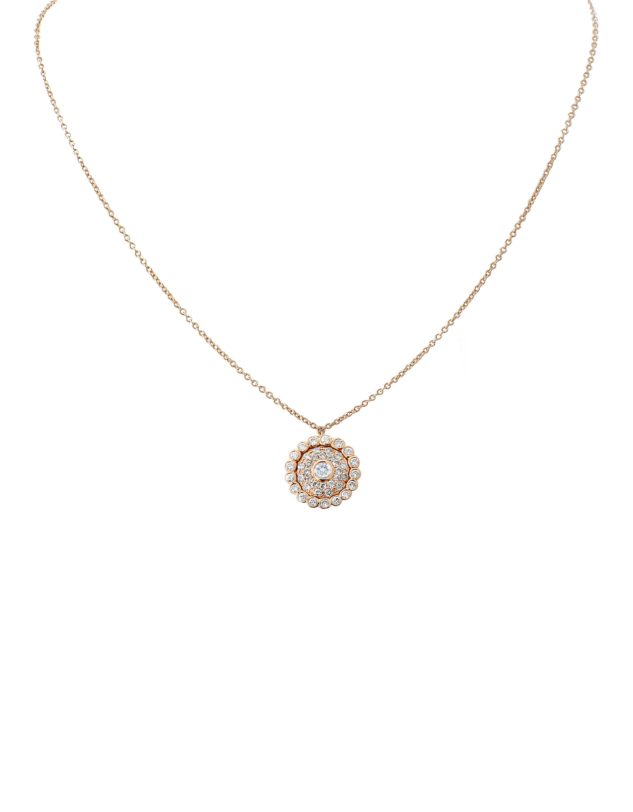 Evil Eye Champagne and White Diamond Rose Gold Necklace